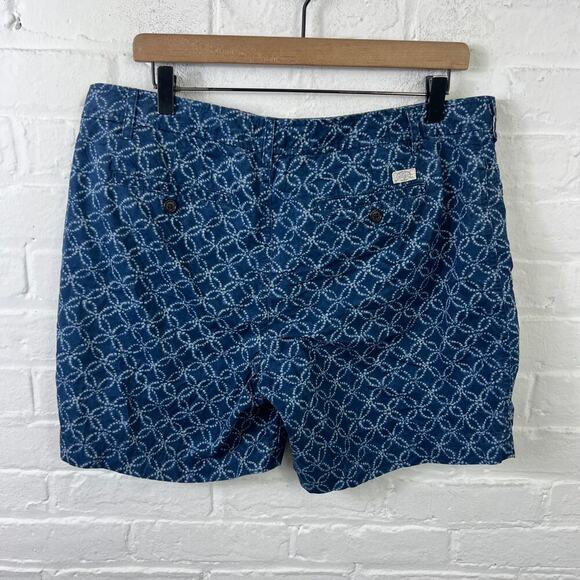 Lauren Ralph Lauren Men's Geometric Drawstring Chino Shorts Blue White Size 12 - Picture 2 of 4